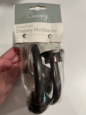 Bronze Finish Drapery Holdbacks - Brown/Black
NEW— never opened